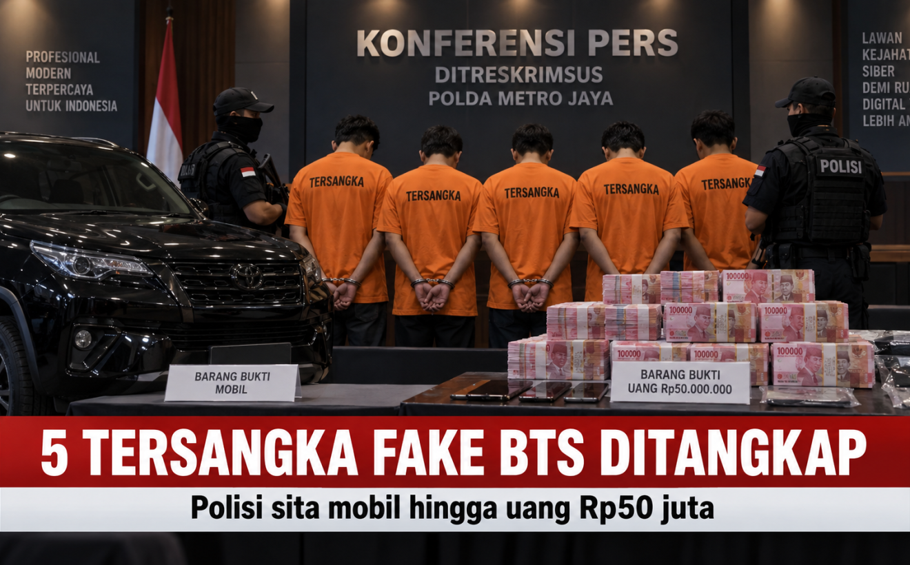5 Tersangka Fake BTS Ditangkap, Polisi Sita Mobil hingga Uang Rp50 Juta
