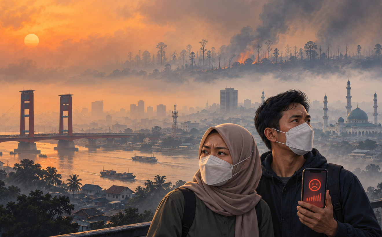 Kualitas Udara Palembang dan Jambi Berbahaya Dampak Kepungan Asap Karhutla