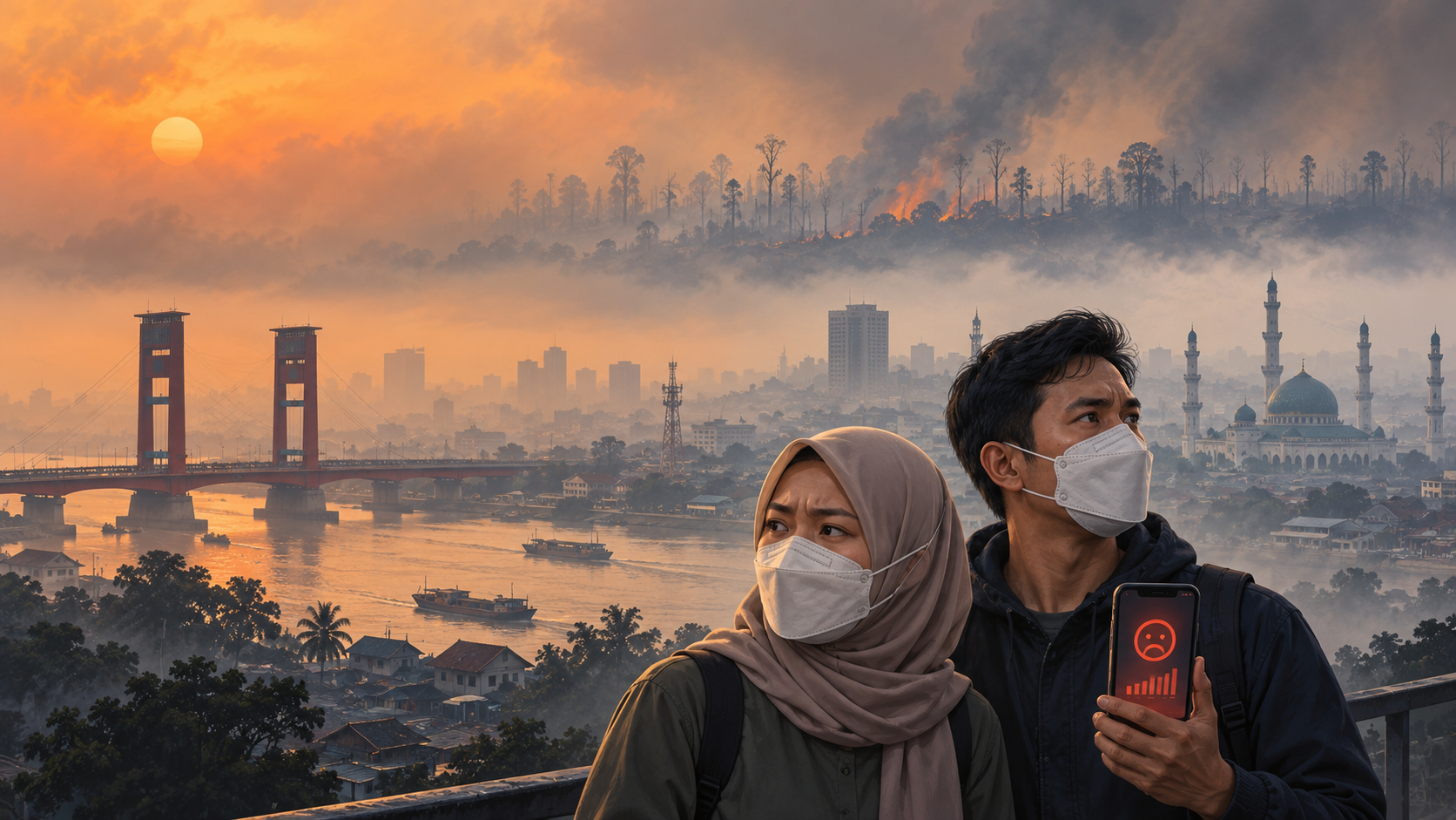 Kualitas Udara Palembang dan Jambi Berbahaya Dampak Kepungan Asap Karhutla