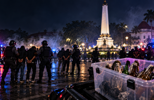 12 Perusuh Saat Demo di Alun-Alun Tugu Malang Ditangkap, Bom Molotov Disita