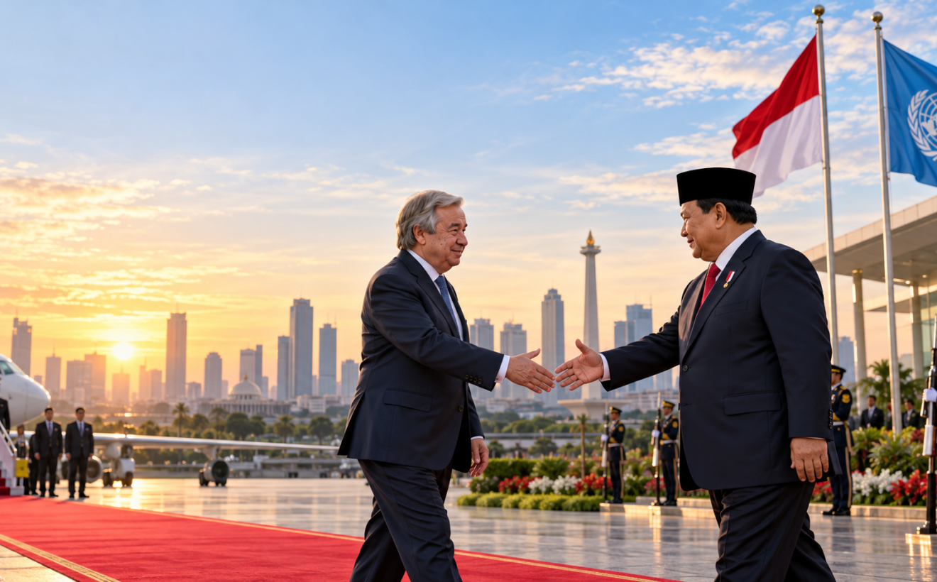 Tiba di Indonesia, Sekjen PBB Akan Bertemu Presiden Prabowo