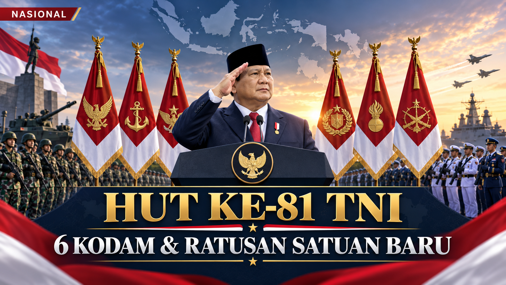 HUT ke-81 TNI, Prabowo Resmikan 6 Kodam dan Ratusan Satuan Baru