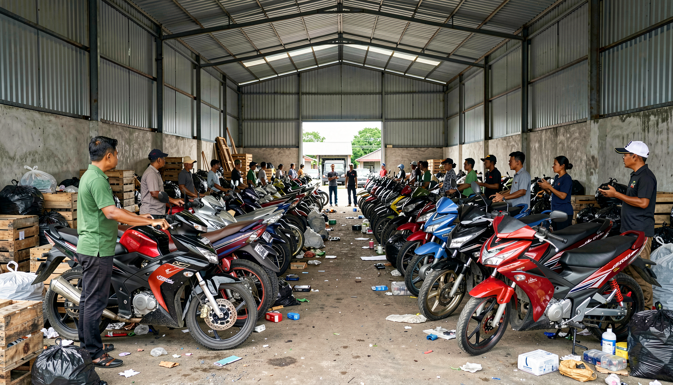 Penampakan Gudang Penadah 1.494 Motor Hasil Kejahatan, Siap Kirim ke Luar Negeri