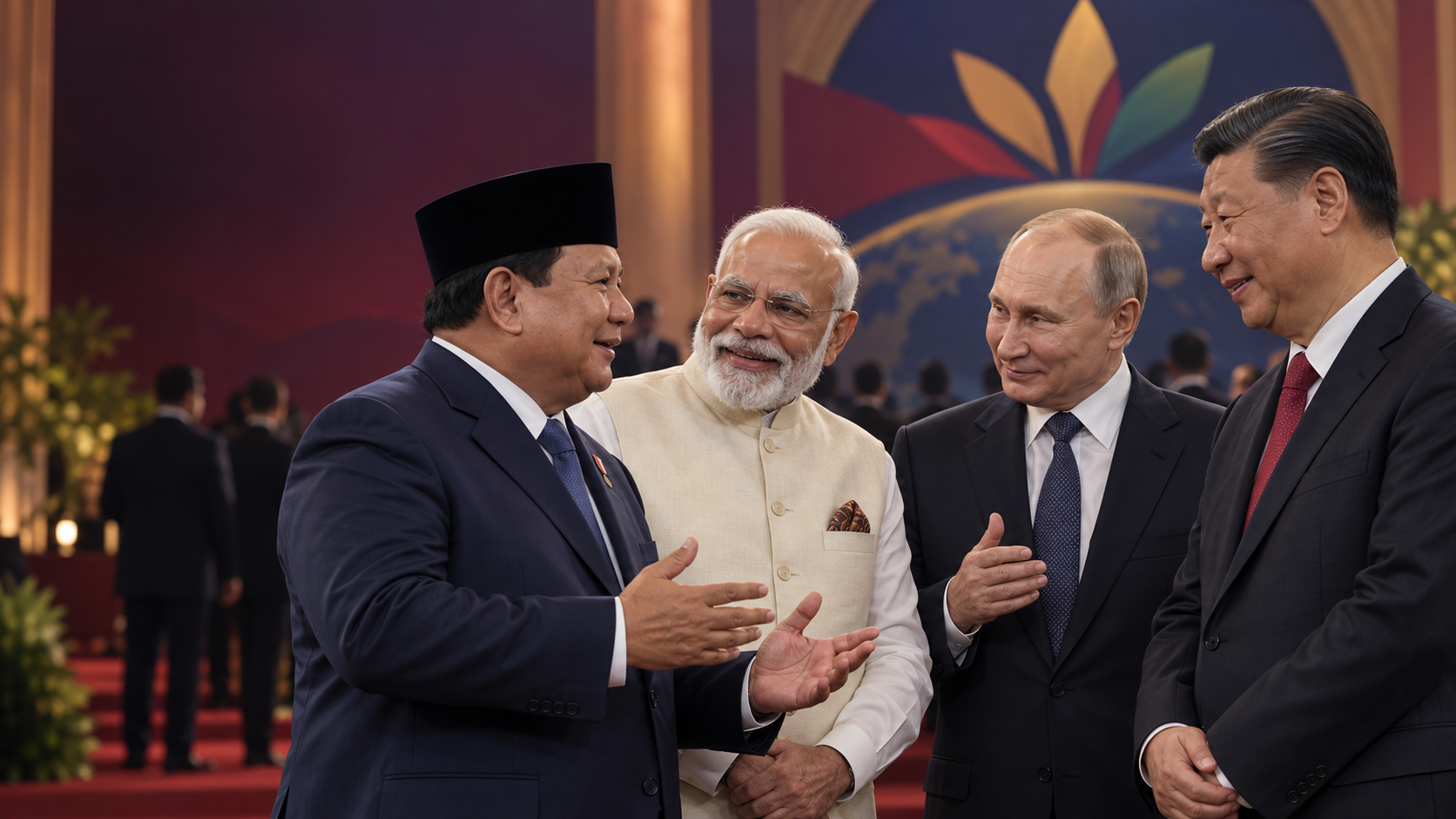 Momen Akrab Prabowo Bareng Modi, Putin, dan Xi Jinping Jelang Pembukaan KTT BRICS