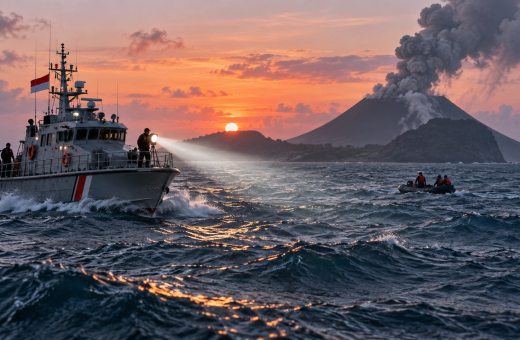 KP Sanjaya Sisir Area Anak Krakatau Cari Jurnalis Hilang Kontak
