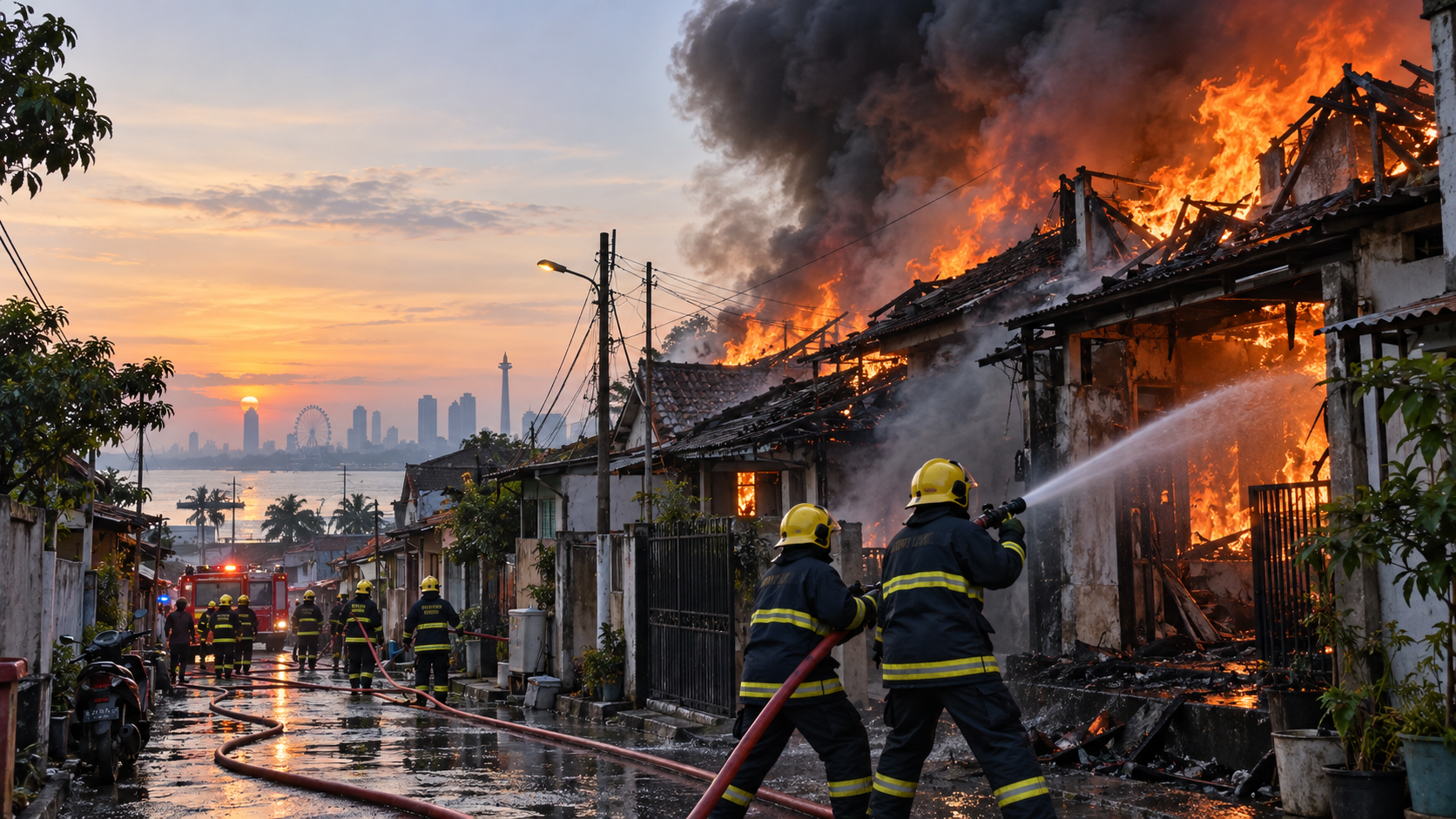 Kebakaran di Ancol Hanguskan 20 Rumah Pagi Ini