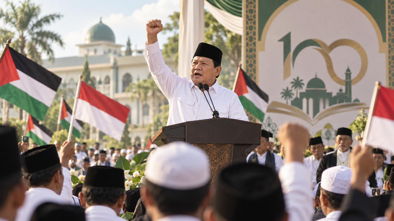 Momen Prabowo Teriakkan ‘Free Palestine’ Saat Syukuran 100 Tahun Gontor