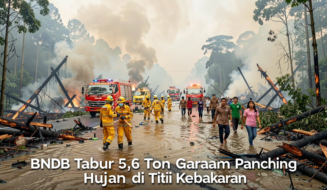 BNPB Tabur 5,6 Ton Garam Pancing Hujan di Titik Kebakaran Hutan