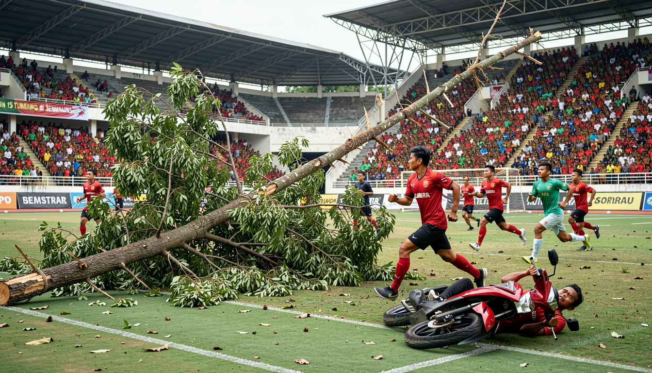 Pohon 15 Meter Tumbang di Semarang, 2 Pemotor Tewas