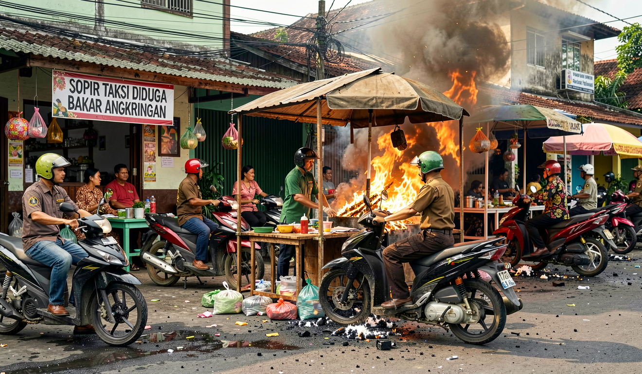 Sopir Taksi Diduga Bakar Angkringan