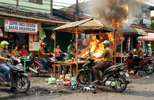 Sopir Taksi Diduga Bakar Angkringan