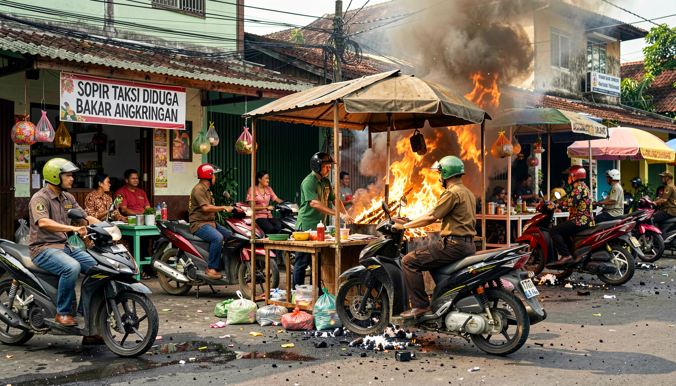 Sopir Taksi Diduga Bakar Angkringan