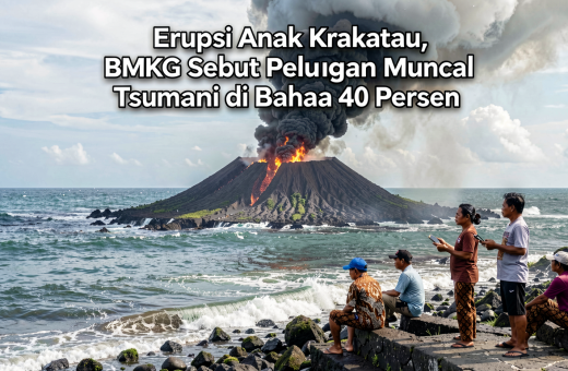 Erupsi Anak Krakatau, BMKG Sebut Peluang Muncul Tsunami di Bawah 40 Persen
