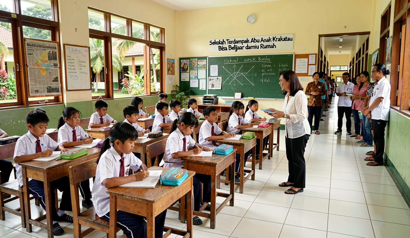 Sekolah Terdampak Abu Anak Krakatau Bisa Belajar dari Rumah