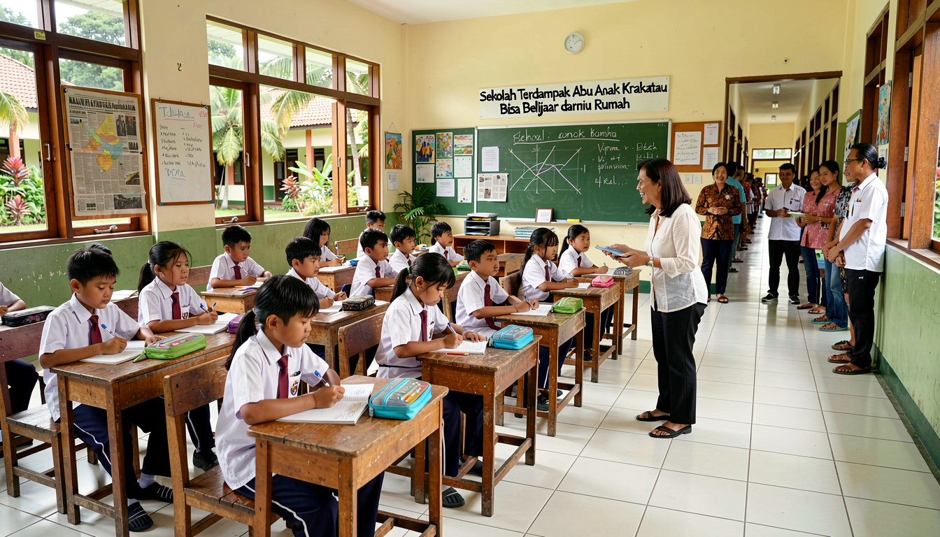 Sekolah Terdampak Abu Anak Krakatau Bisa Belajar dari Rumah