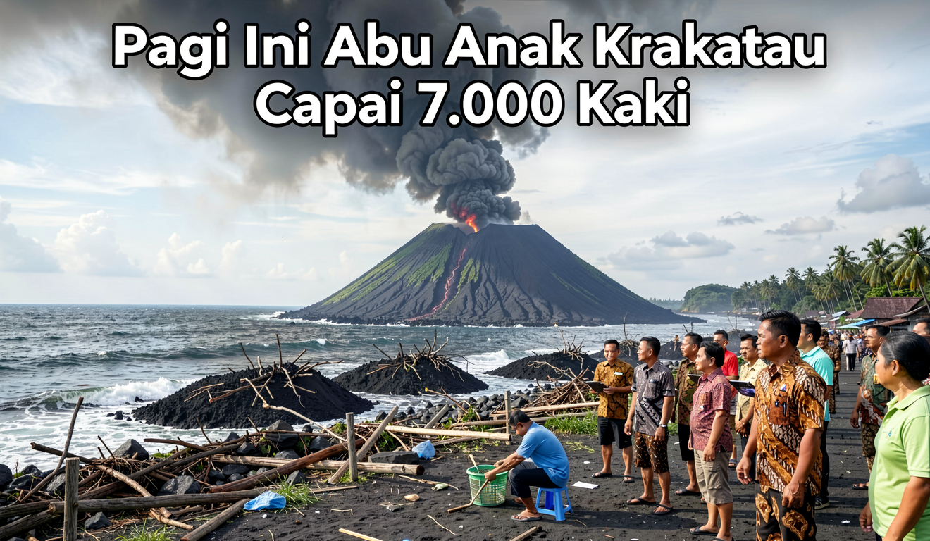 Pagi Ini Abu Anak Krakatau Capai 7.000 Kaki