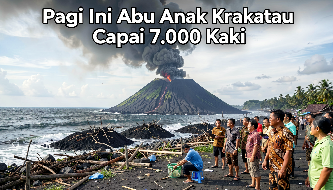 Pagi Ini Abu Anak Krakatau Capai 7.000 Kaki